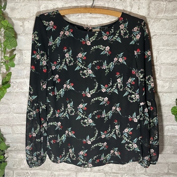 Lauren Conrad Top Women’s Sz‎ S Snow White Sequin Apple Top - Picture 1 of 9